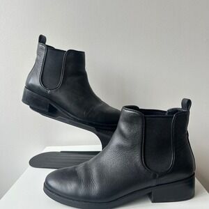 Cole Haan Chelsea Boots Women 6.5 Black Leather Ankle Block Heel Moto Minimalist